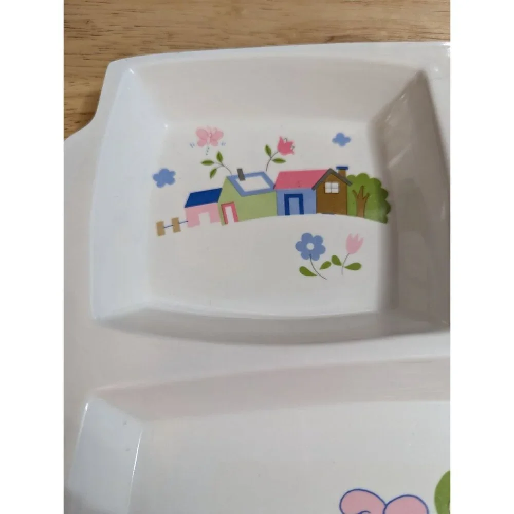 Peco Melamine Childs Sectioned Meal Tray 12x9 inch Shin-San 1983‎ geese fairy